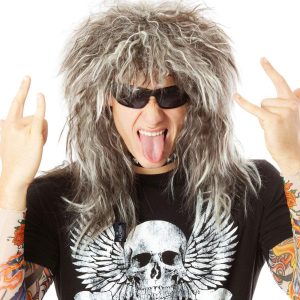 ALLAURA 70s 80s Rocker Wigs + Tattoos Costume Set Glam Hairband Rockstar Mullet Wig + Tattoo Sleeves Heavy Metal Wigs Metal HairWig | Rock Star Wig for Men — Rock Star Costumes for Men's