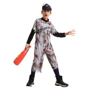 Spooktacular Creations Zombie Baseball Player Costumes for Boys, Scary Halloween Costume for Kids, Halloween Parties-S(5-7yr)