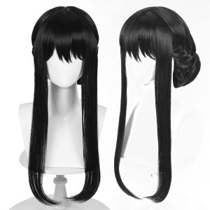 Anime Black Cosplay Wig Straight Cute Wig Costume Cosplay Wigs Halloween Party Comic Wig + Wig Cap