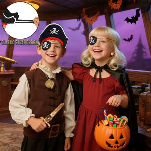 9 PCS Pirate Accessories Set, Pirate Costume Accessories With Hat, Head Scarf, Sash, Belt, Eye Patches, Swords, Map, Necklace for Halloween Party Favors Supplies Toys