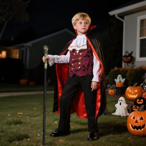 HOMELEX Child Vampire Costume for Boy Scary Halloween Red Costumes for Kids Dress Up Set