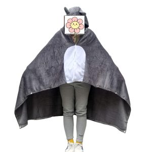 Anime Throw Blanket Flannel Fleece Blanket Cosplay Hooded Cloak Fluffy Shawl Wrap Nap Quilt (67''X47'', Gray)