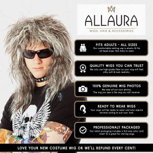 ALLAURA 70s 80s Rocker Wigs + Tattoos Costume Set Glam Hairband Rockstar Mullet Wig + Tattoo Sleeves Heavy Metal Wigs Metal HairWig | Rock Star Wig for Men — Rock Star Costumes for Men's