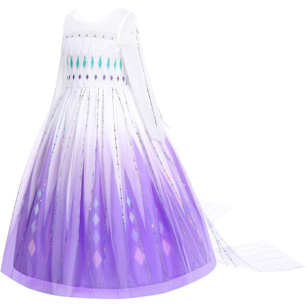 Aolliya Princess Dress for Girls Snow Queen Princess Costumes Purple Princess Dress Up for Halloween Cosplay Carnival - Image 9