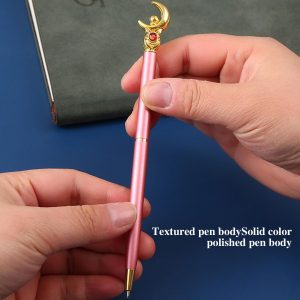 GHHQIANG 2Pcs Sailor Moon Pen School Supplies, Sailor Moon Merch, Kawaii Stationery Set for School Day Students Gifts or Offices,Tip 1mm ，with 4 black pen refills