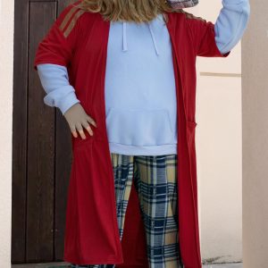 Mainfini Fat Thor Romper Clothes Set Adult Men Tall Superhero Hoodie Full Costume with Sweatshirt Pant Robe Gloves Wig Halloween Masquerade Event Complete Outfit Team Costume XL