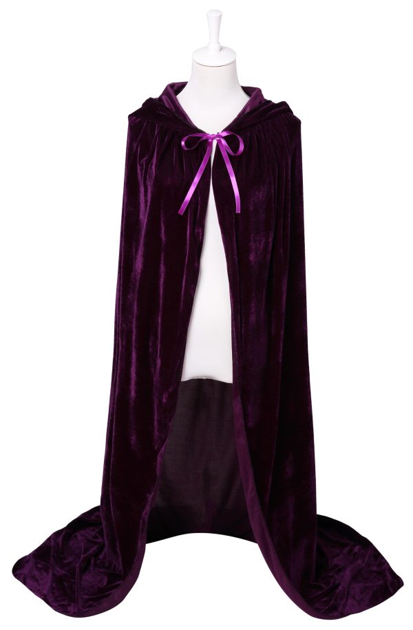 VGLOOK Unisex Adults Hooded Cloak Velvet Cape for Halloween Cosplay Costumes 59 inch Purple - Image 2