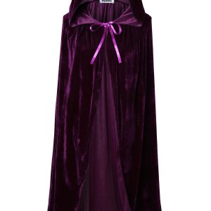 VGLOOK Unisex Adults Hooded Cloak Velvet Cape for Halloween Cosplay Costumes 59 inch Purple