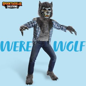 Spooktacular Creations Boy Howling Werewolf Costume with Mask, Halloween Costume for Kids, Wolf Outfit Kids-Blue