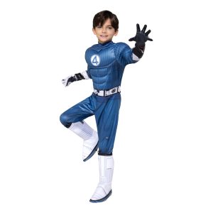 MARVEL Mr. Fantastic Official Youth Halloween Costume - Premium Quality Padded Jumpsuit with Boot Tops and Gloves (L)