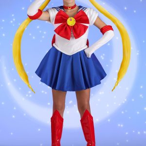 Fun Costumes Womens Sailor Moon Outfit With Leotard, Skirt, Gloves, Choker, & Tiara - Officially Licensed Adult Outfit