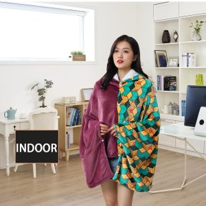 Juejuezi Hooded Wearable Blanket Hoodie Throw Blanket Cloak Cosplay Costume Shawl Wrap Nap Quilt 160x100 cm/63x40in(Red,One Size)
