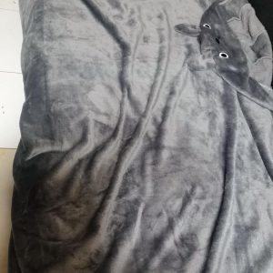 Anime Throw Blanket Flannel Fleece Blanket Cosplay Hooded Cloak Fluffy Shawl Wrap Nap Quilt (67''X47'', Gray)