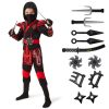Spooktacular Creations Ninja Costume for Kids, Boy Red Ninja Ornery Costume for Halloween Dress Up Party, Halloween Role Playing, S