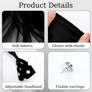 Bcxfbxd 7 Pcs 50's Women Costume Accessories Set 1950s Outfits Accessories Cat Eye Glasses Scarf Bandana Headband Drop Dot Earrings for Girls Party Halloween