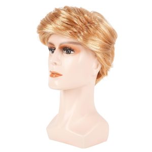 GenmeiFBH Funny Celebrity Wig - Presidential Candidate Donald Trump Wig Set, Including Flag Pin, Perfect for Halloween