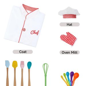 ANPHILE Chef Costume for Kids with Hat – Toddler Chef Outfit Dress Up Clothes Career Day Halloween Costumes for Boys Girls