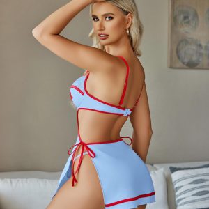 Avidlove Cosplay Lingerie for Women Nurse Costume Role Play Sexy Babydoll Dress Naughty Outfits Light Blue