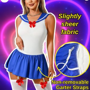 EHSUYAB 3Pcs Women Sailor Costume Halloween, Japanese School Girl Uniform Outfit, Snap Crotch Anime Cosplay Lingerie Set Medium