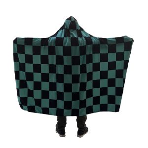 Anime Throw Blanket Flannel Fleece Blanket Cosplay Hooded Cloak Shawl Wrap Nap Quilt Bed Throws Large Size 80''X60'' (80''X60'', Green)