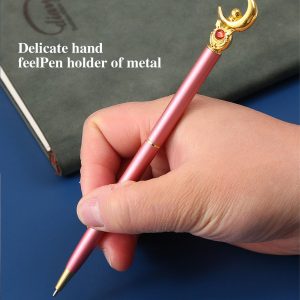 GHHQIANG 2Pcs Sailor Moon Pen School Supplies, Sailor Moon Merch, Kawaii Stationery Set for School Day Students Gifts or Offices,Tip 1mm ，with 4 black pen refills