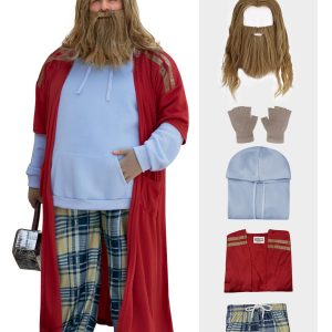 Mainfini Fat Thor Romper Clothes Set Adult Men Tall Superhero Hoodie Full Costume with Sweatshirt Pant Robe Gloves Wig Halloween Masquerade Event Complete Outfit Team Costume XL