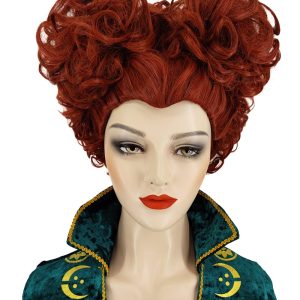 Juziviee Brown Wigs for Winifred Sanderson Wig Costume Women Cute Natural Soft Hair Wig with Wig Caps JZ015BR