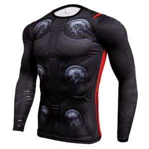 HIMIC E77C 3D Super Hero Close-Fitting Quick-Drying Elastic Sport Cosplay T-Shirt Long Sleeve (XX-Large,Thor Long Sleeve)