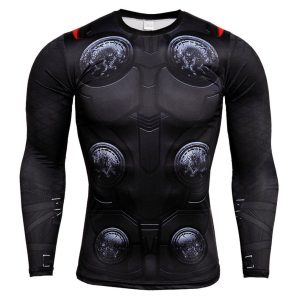 HIMIC E77C 3D Super Hero Close-Fitting Quick-Drying Elastic Sport Cosplay T-Shirt Long Sleeve (XX-Large,Thor Long Sleeve)