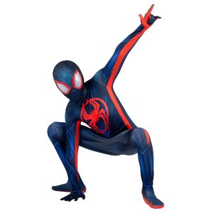 Marvel Miles Morales: Spider-Man Official Youth Deluxe Zentai Costume - Stretch Spandex with Hidden Zippers, Wrist Slits (S) Multi