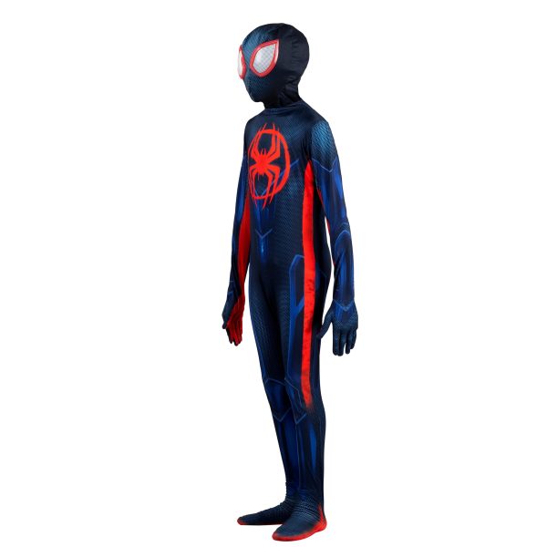 Marvel Miles Morales: Spider-Man Official Youth Deluxe Zentai Costume - Stretch Spandex with Hidden Zippers, Wrist Slits (S) Multi - Image 2