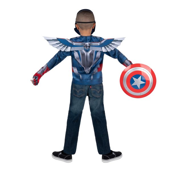 MARVEL Captain America Official Dress Up Trunk Set - Seven-Piece Set with Costume Top, Mask, Wings, Gloves, and Shield - Size S (4-7) - Image 2