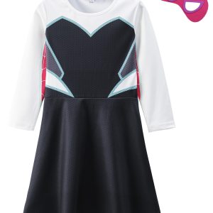 amxjxma Ghost Girl Costume Hero Spider Halloween Dress For Girls Cosplay Outfit (3-4T)