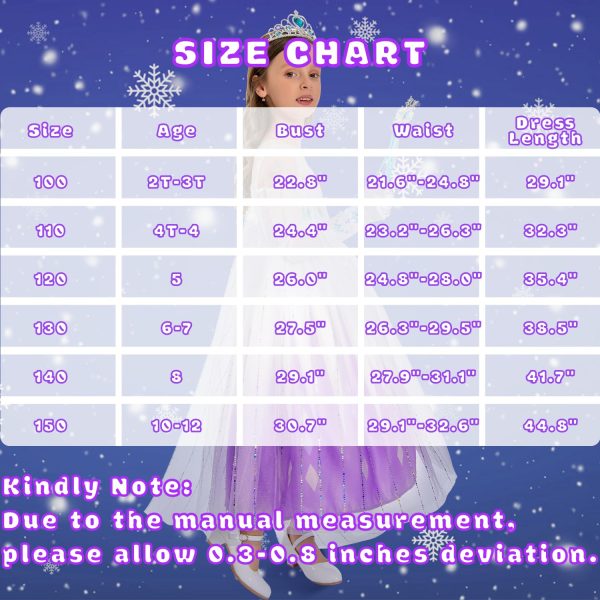 Aolliya Princess Dress for Girls Snow Queen Princess Costumes Purple Princess Dress Up for Halloween Cosplay Carnival - Image 5