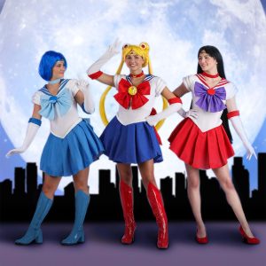 Fun Costumes Womens Sailor Moon Outfit With Leotard, Skirt, Gloves, Choker, & Tiara - Officially Licensed Adult Outfit