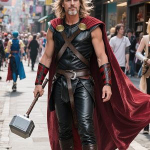 L'VOW Thunder God Cloak Medieval King Cape for Men Women Halloween Thor Cosplay, Renaissance LARP Costume(Burgundy)