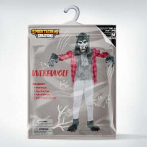 Spooktacular Creations Boy Howling Werewolf Costume with Mask, Halloween Costume for Kids, Wolf Outfit Kids-Red