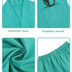 ICECUTE Doctor Scrubs for Kids,7 Pcs Scrubs Costume with Accessories,Halloween Costume for Boy Girls,3-11 Years (Green, 7-8Years)