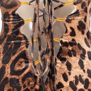 Anime Womens Bunny Girl Costume One Piece Bodysuit Halloween Cosplay Catsuit Bunny Headband Stockings Set(Leopard S)