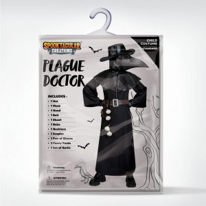 Spooktacular Creations Black Plague Doctor Costumes Set, 10 in 1 Halloween Costume Beak Mask Plague Dr Outfit for Kids