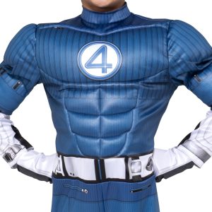 MARVEL Mr. Fantastic Official Youth Halloween Costume - Premium Quality Padded Jumpsuit with Boot Tops and Gloves (L)