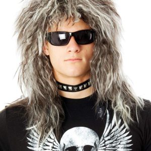ALLAURA 70s 80s Rocker Wigs + Tattoos Costume Set Glam Hairband Rockstar Mullet Wig + Tattoo Sleeves Heavy Metal Wigs Metal HairWig | Rock Star Wig for Men — Rock Star Costumes for Men's
