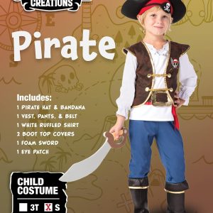 Spooktacular Creations Halloween Pirate Costume Kids, Blue Boys Pirate Costume Deluxe Set with Accessories for Toddler Halloween DressUp, Themed Party (Small, 5-7 yrs)