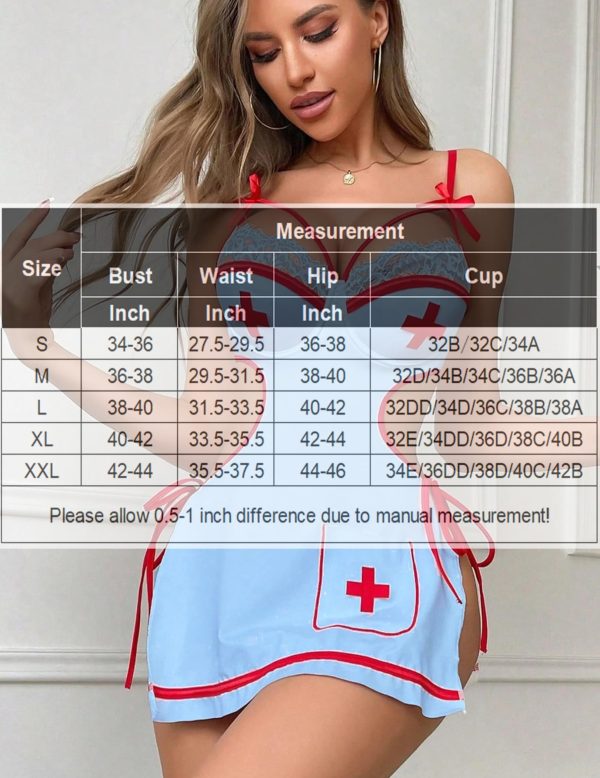 Avidlove Cosplay Lingerie for Women Nurse Costume Role Play Sexy Babydoll Dress Naughty Outfits Light Blue - Image 2