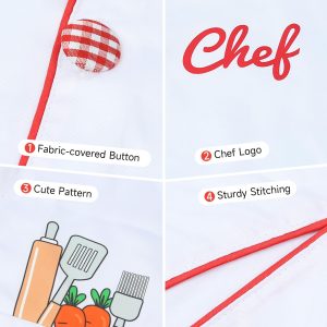 ANPHILE Chef Costume for Kids with Hat – Toddler Chef Outfit Dress Up Clothes Career Day Halloween Costumes for Boys Girls