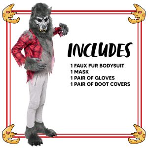 Spooktacular Creations Boy Howling Werewolf Costume with Mask, Halloween Costume for Kids, Wolf Outfit Kids-Red