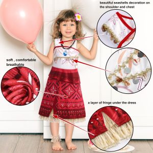 OFIHIDO Princess Costume for Girls Ocean Adventure,Princess Dress Up for Kids,Halloween Costume Birthday Gifts (5-6Years) Red