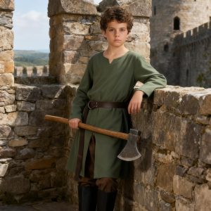 VZQI Kids Medieval Pirate Costume Tunic Renaissance Knight Warrior Viking LARP Halloween Green Boys Tops S