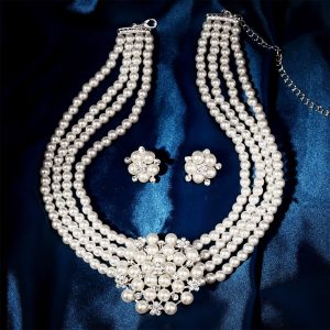 6 PCS 1920s Accessories,20s Accessories Pearl Necklace Earrings Gloves Sunglasses,Flapper Party Cosplay Jewlery Set for Flapper Party Cosplay Multi