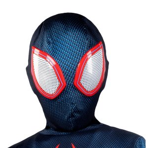 Marvel Miles Morales: Spider-Man Official Youth Deluxe Zentai Costume - Stretch Spandex with Hidden Zippers, Wrist Slits (S) Multi